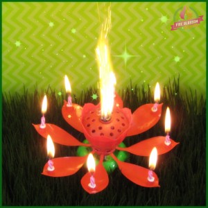 Red Birthday Candle - Fire Blossom Candle